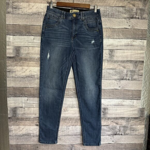 Democracy Skinny Ankle Jeans 6 Slightly Distressed Slimming Fit Comfy - Picture 1 of 9